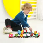 Numbers And Letters Magnetic Train Puzzle Wooden Toy Car - Image 2