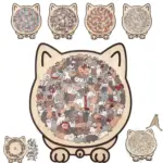 135-Piece Morandi-Colored Cat Shaped Wooden Jigsaw Puzzle - Image 8