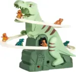 Dinosaur Chasing Race Track Set – 5 Mini Dino Cars with Lights & Music