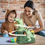 Dinosaur Chasing Race Track Set – 5 Mini Dino Cars with Lights & Music - Image 4